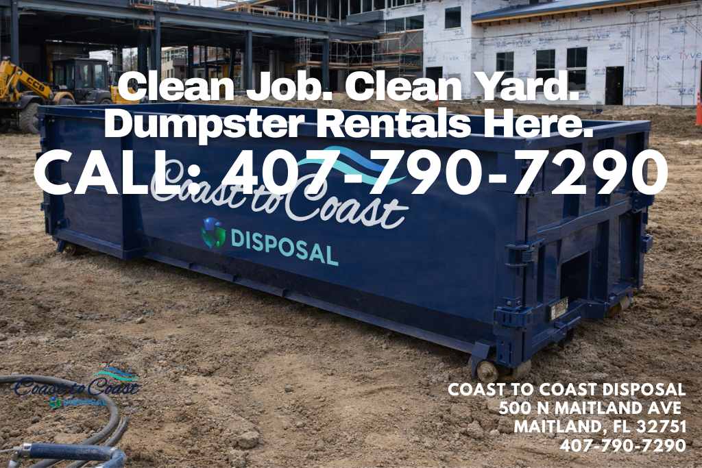 Roll-off dumpster rental delivered to a residential neighborhood in Oviedo, FL