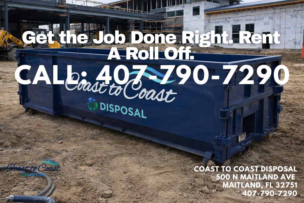 Roll-off dumpster rental delivered to a residential driveway in Longwood, FL