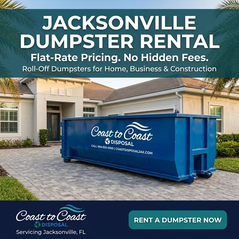 Roll-off dumpster rental in Avondale and Riverside, FL &mdash; Coast to Coast Disposal