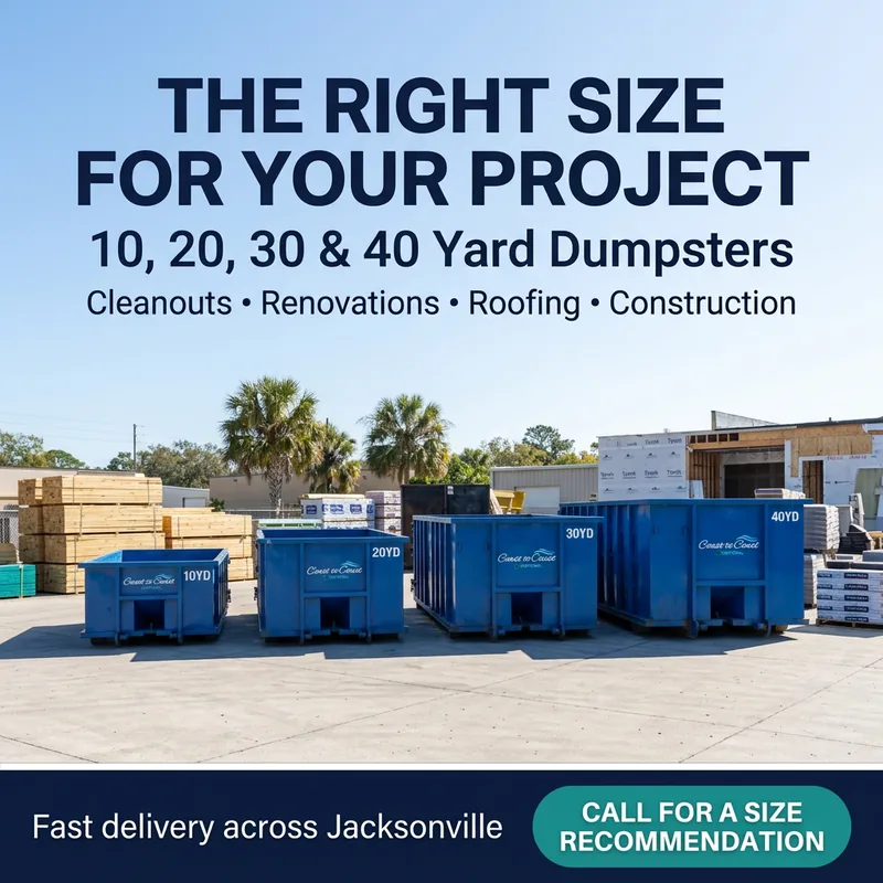 Roll-off dumpster rental in Orange Park, FL &mdash; Coast to Coast Disposal