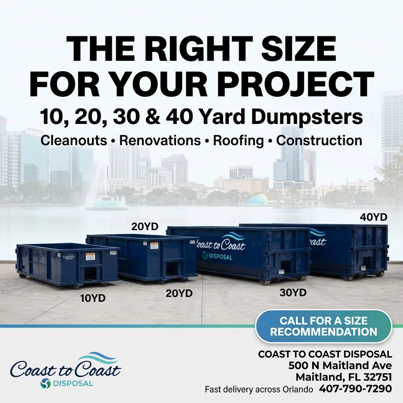Roll-off dumpster rental in Maitland, FL &mdash; Coast to Coast Disposal