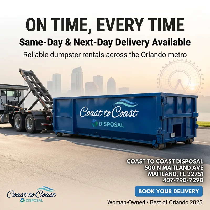 Roll-off dumpster rental in Casselberry, FL &mdash; Coast to Coast Disposal