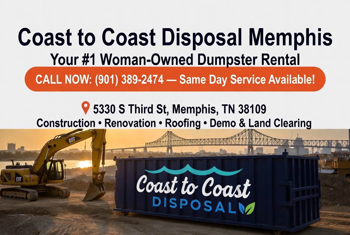 Roll-off dumpster rental in East Memphis, TN from Coast to Coast Disposal