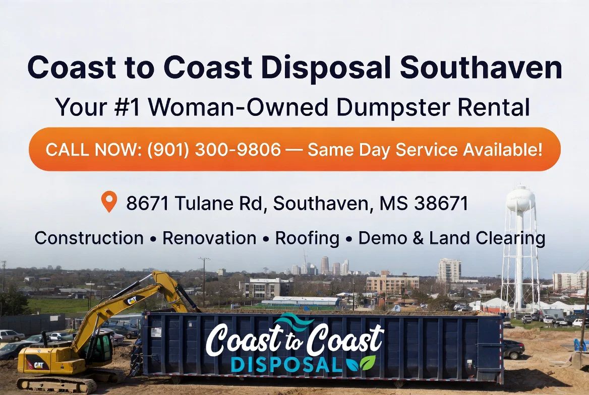 Roll-off dumpster rental in Olive Branch, MS from Coast to Coast Disposal
