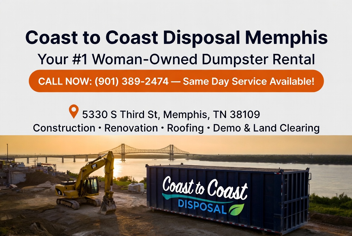 Mississippi River and Downtown Memphis skyline — Coast to Coast Disposal service area