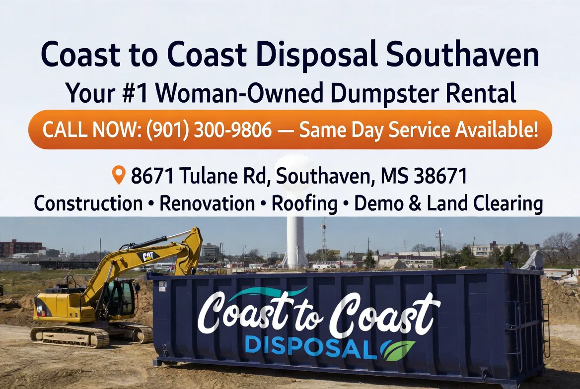 Roll-off dumpster rental in Hernando, MS from Coast to Coast Disposal
